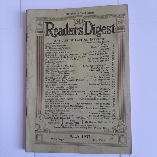 8 Diff. Vintage Reader's Digests 1937 1938 1939. Acceptable Condition. Nice Lot. - Imagen 2 de 24