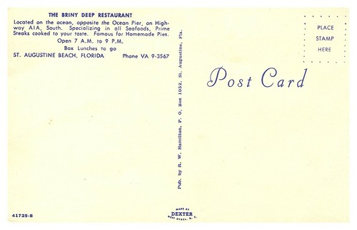 Vtg St Augustine Beach FL Briny Deep Restaurant Opposite the Pier Postcard A23 - Picture 2 of 2