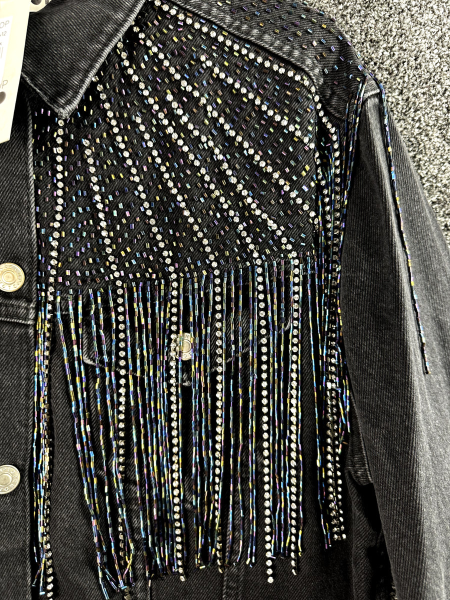 Topshop sequin hotsell fringe jacket