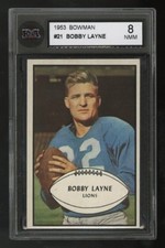 1953 BOWMAN ~ #21 ~ BOBBY LAYNE ~ DETROIT LIONS ~ HOF ~ KSA 8