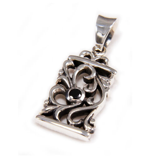 ARABESQUE WHITE OR BLACK CZ 925 STERLING SILVER GOTHIC BIKER PENDANT gs-032 - Picture 19 of 24