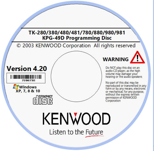 Kenwood KPG-49D Software Ver. 4.20 for TK-280/380/480/780/880/980 series radios