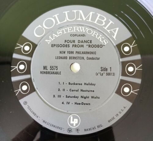Leonard Bernstein Copland Rodeo Lp 1966 Ultrasonic Clean VG STRONG/G+ - Picture 3 of 5