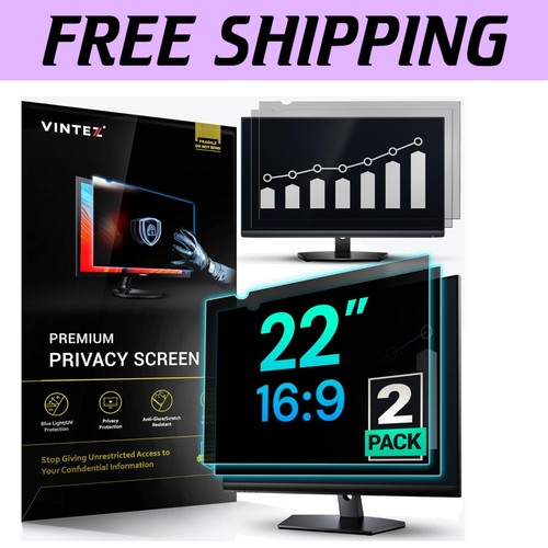 22-Inch Anti-Glare Privacy Screen - Blue Light Filter for Eye Protection, 2-Pack