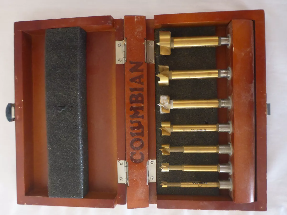 Columbian 7 Piece Router Bit Set In Wooden Box Some New Box Has Wear
