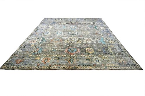 Alfombra de lana gris anudada a mano Oushak 4x6, 5x8, 6x9, 8x10, 9x12, 10x14 sala de estar - Imagen 3 de 9