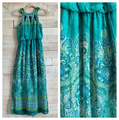floral v neck maxi dresses Sail to Sable Hydrangea Block Print V-Neck Flutter Sleeve Maxi Dress HYNDRAGEA Block Print / S / SU25STW08