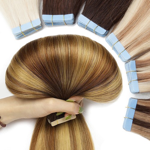 Ombre 60 PIEZAS GRUESA Cinta en Ruso Remy Extensiones de Cabello Humano Cabeza Completa Trama de Piel - Imagen 2 de 47