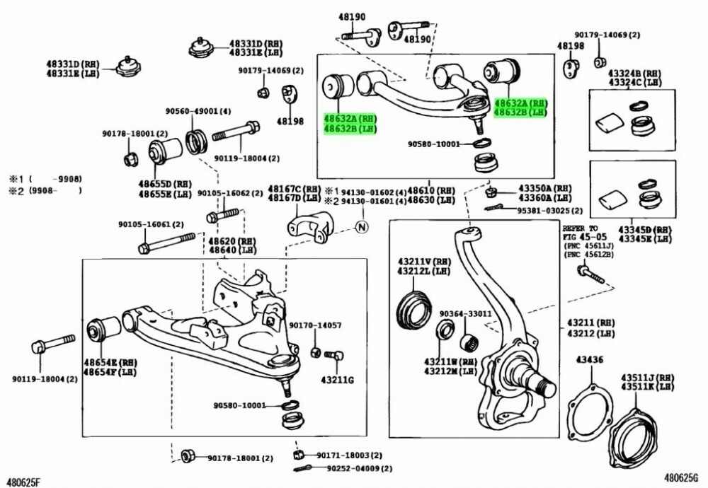 Toyota Genuine OEM BUSH, FRONT SUSPENSION UPPER ARM, RH/LH