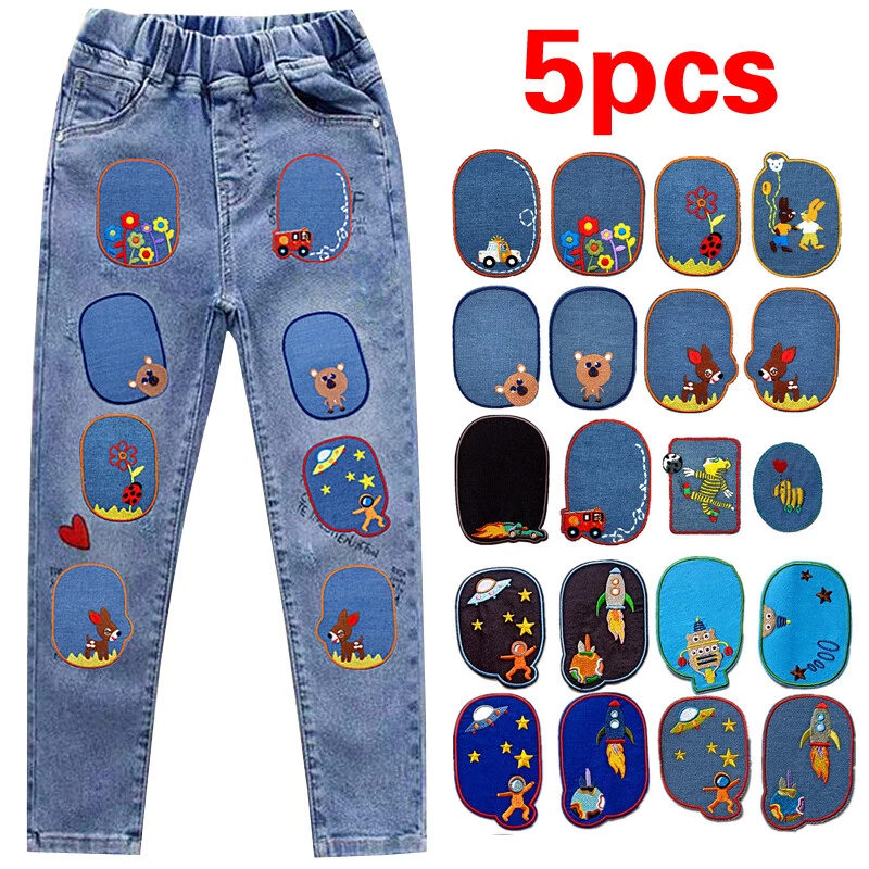 5Pcs Sewing Repair Patches Iron On Patch For Jeans Stickers Embroidered  Badge