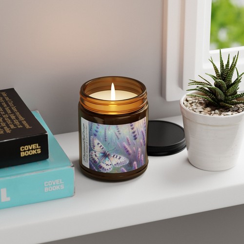 Decorative Soy Candle, White Sage & Lavender Scented, Long-Lasting Aromatherapy - Picture 5 of 6
