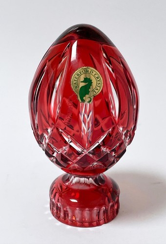WATERFORD CRISTAL LISMORE HUEVO PISAPAPELES ESCULTURA ROSA EN CAJA FIRMADA - Imagen 3 de 13
