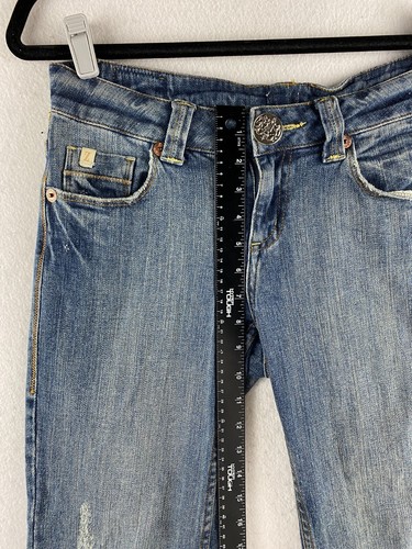 Z Cavaricci Jeans Damen 9 30x29 Bootcut Dark Wash Ripped Distressed Denim Blau - Bild 5 von 12