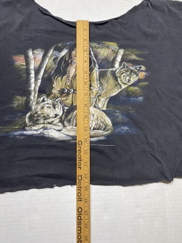 Vintage Indianer Indianerin Wolf T-Shirt Cropped Distressed Festival - Bild 7 von 8