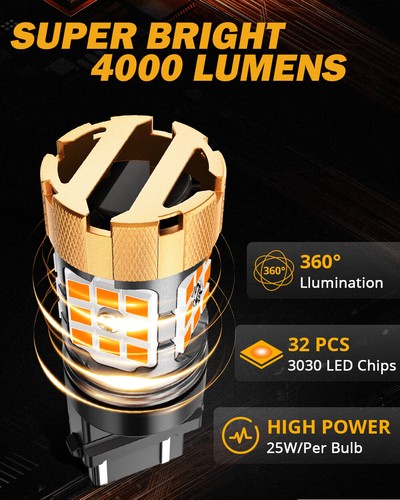 AUXBEAM 3157 3156 LED Turn Signal DRL Light Bulbs 4157na 3457a White Amber 2PCS - Picture 9 of 19