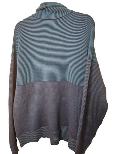 NAGNATA Zhen Zip Thru Sweater in Teal Size M Organic Cotton Rib Relaxed Fit - Picture 11 of 13