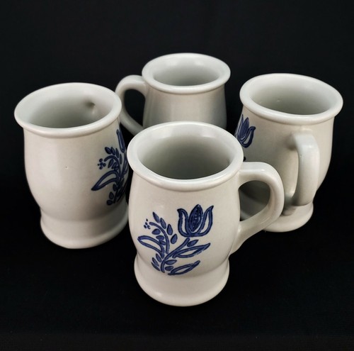 Juego de 4 tazas de gres Yorktowne Pfaltzgraff diseño floral azul 41/2" - Imagen 2 de 12