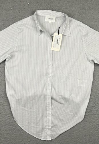 Ba&sh 1E23DARM ECRU Button Down White/Blue Pinstriped Blouse Size 1 - Picture 2 of 17