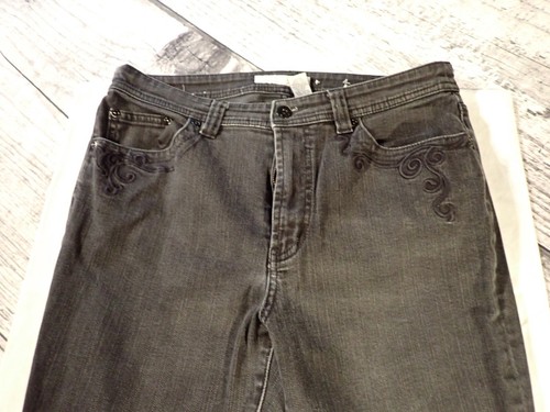 Chico's Platinum Jeans Women's 1.5 = Size 10 99% Cotton Denim Charcoal Blingy! - Picture 3 of 6
