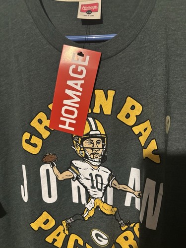 Green Bay Packers HOMAGE T-Shirt GREY #10 Jordan - Picture 4 of 6