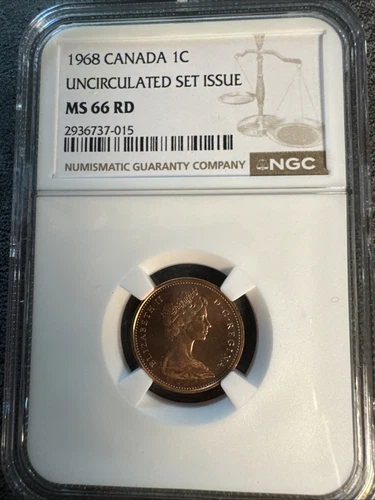 1968 NGC Canada 6 Coin Set. UNC Issue. .1,.5,.10,.25,.50, $1.00. Complete Rare