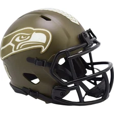 Unsigned Seattle Seahawks Army Green 2022 Salute To Service Speed Mini Helmet