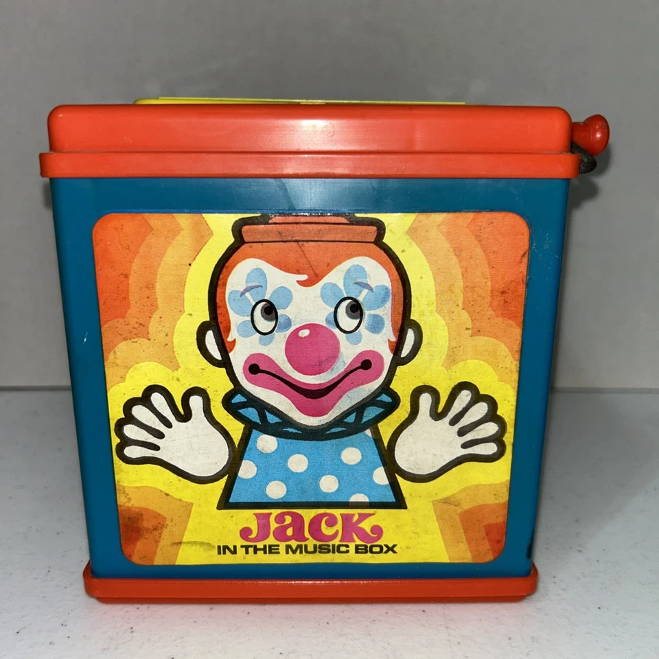 Vintage 1976 Mattel EUA Jack in the Box Funciona Música Cômica Pop Out Palhaços EUA - Imagem 2 de 4