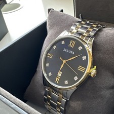 Bulova Men's Classic Quartz Calendar Slim Movement Silver Watch 40 MM 98D130