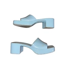 Steve Madden "Harlin" Jelly Block Heel Sandals Sky Blue Size 8 OpenToe Platform 