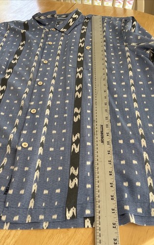 Tommy Bahama Shirt Men’s Blue Aztec Island Zone Silk Poly Hawaiian Button Up 3XL - Picture 14 of 16