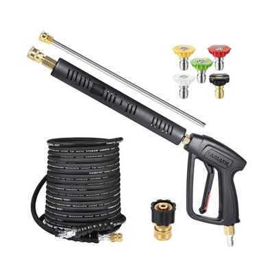 #ad YAMATIC Long Pressure Washer Gun and Hose Kit Rubber 50 FT Steel B... Fast Ship $147.24