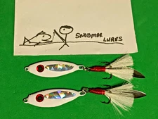 2 -3/4 oz SHAD Fishing Casting Jigging Lead Spoons Lures white / willow Blade