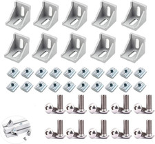 10 Set 2020 Aluminum Extrusion Corner Brackets 90Deg Right Angle L Connector wit