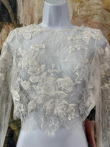 New Amsale Gisela Topper Lace Top Wedding Size 8 - Picture 7 of 10