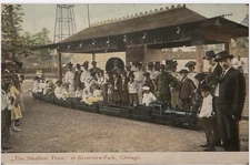 Chicago, Illinois Postcard Smallest Train Riverview Park