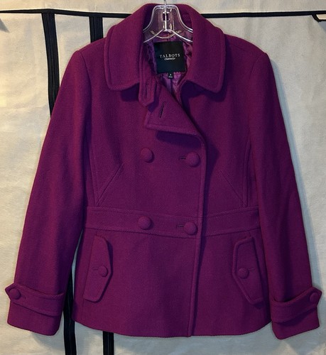 Talbots Pea Coat Jacket Magenta Warm Womens Sz 6 Preppy Business - Picture 2 of 11
