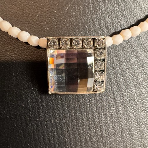 Couer De Lion Necklace - White Clear Stones - Summer Necklace - Picture 3 of 6