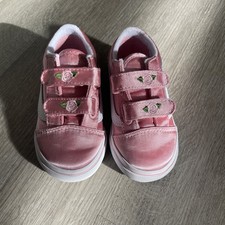 VANS Girls Pink White Hook Loop Low Top Sneakers US Size 7c toddler