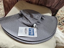 New Childrens Sun Hat Lt Gray Adjustable 100 Cotton UPF 50 Kids Large