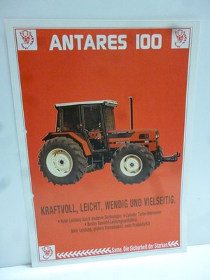 SAME ANTARES 100  Traktor  Original Schlepper Prospekt 2 Seiten