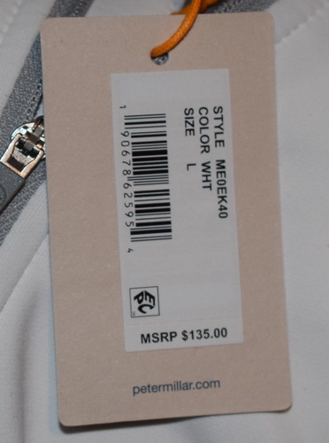 Peter Millar Performance 1/4 Zip Pullover White Men's Size L Large - NEW w/ Tag - Picture 5 of 13