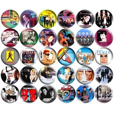 New Wave 1" Pinback Buttons 80s Synthpop Punk Rock Retro Music Band 30 Pins Set