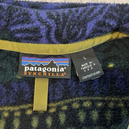 Vintage 90s Patagonia Synchilla Tradewinds Aztec Snap T Fleece Jacket Men Large - Picture 9 of 16