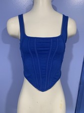Shein Blue Corset Style Cropped Tank Top, Size Small, Never Worn
