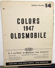 1947 Oldsmobile Dupont Color Paint Chips Combinations Original Bulletin 14