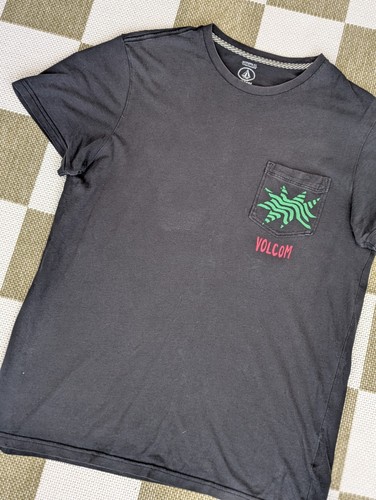 Volcom Medium Black Front Back Graphic Print Short Sleeve T-shirt - Picture 2 of 10