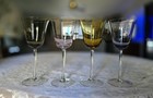 Wine Glasses Set of 4 Multi-Colored with Clear Stem, 9"