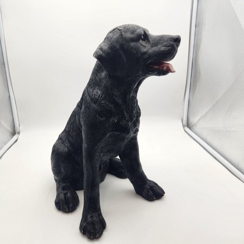 Black Labrador Dog 14" Tall Garden Ornament Motion Sensor Needs Cleaning - Picture 4 of 9