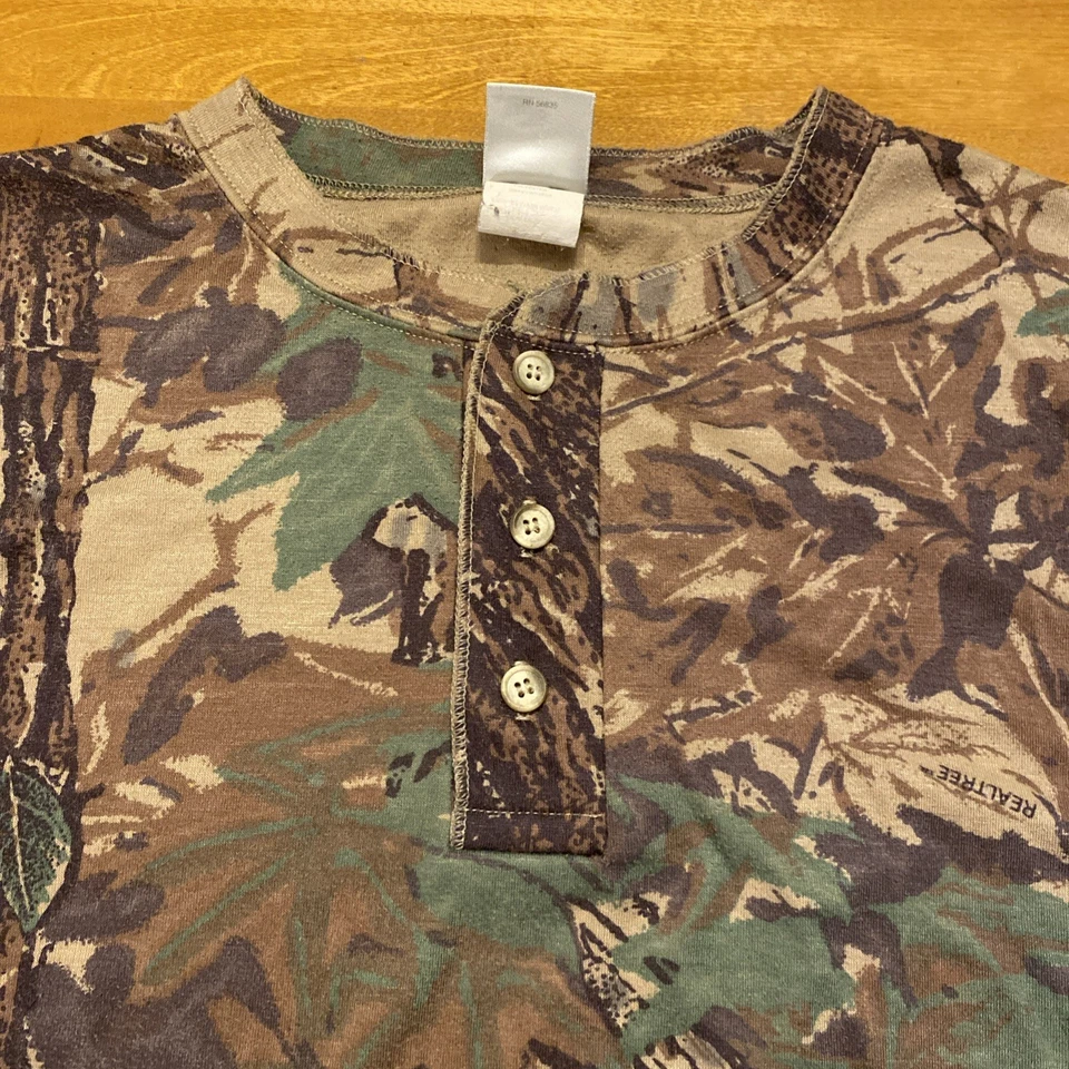 Vintage Cabelas Realtree Camo Henley Long Sleeve Shirt XXL Soft - Image 2 of 4
