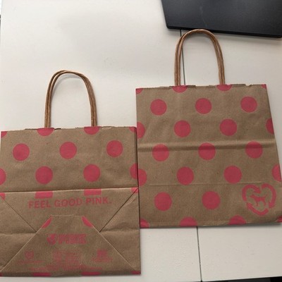 2 Victoria's Secret PINK Dog Logo/POLKA DOT Paper Shopping Gift Bag small